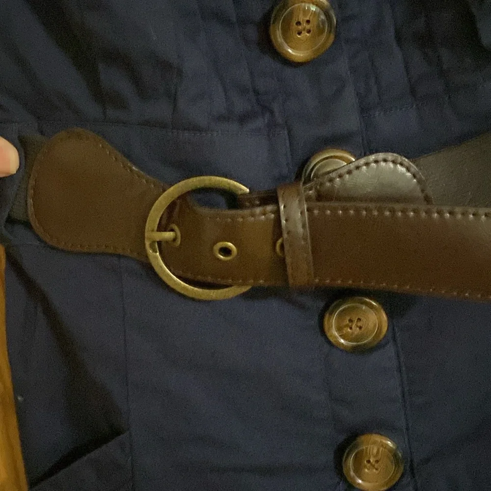 Robbie Bee navy dress with belt loops and belt 97% cotton 3% spandex size 10 - Picture 6 of 7